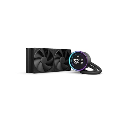 NZXT Kraken Elite 240 2024 AIO CPU Liquid Cooler 240mm Radiator 2 x F120P Fans Customizable 272 IPS LCD NZXT Turbine Pump AMD AM5 AM4 Intel LGA 18511700 1200115X Black