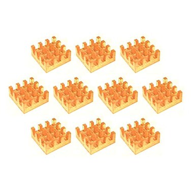 Easycargo 10mm Copper Heatsink Kit 10mm x 10mm x 4mm pre Applied 3M 8810 Thermal Conductive Adhesive Tape Cooler Heat Sink Set for Cooling VRM IC Chips 10pcs 10x10x4mm Copper