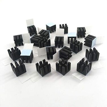 Easycargo 20pcs 10mm Heatsink Kit pre Applied 3M 8810 Thermal Conductive Adhesive Tape Cooler Aluminum Heat Sink Set for Cooling GPU IC Chips VRAM VGA RAM 20pcs 10x10x10mm Black