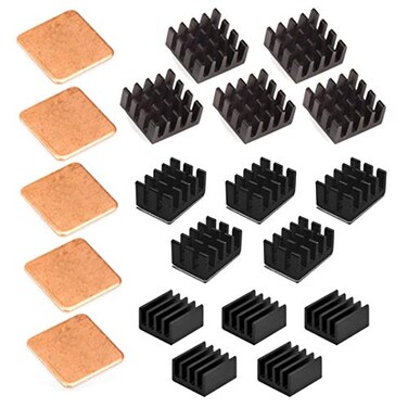 Easycargo 20pcs Raspberry Pi 4 Heatsink Kit Aluminum Copper 3M 8810 Thermal Conductive Adhesive Tape for Cooling Raspberry Pi 4 B Raspberry Pi 3 B