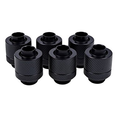 Alphacool Eiszapfen 38 ID x 12 OD G14 Compression Fitting Black Sixpack 17228