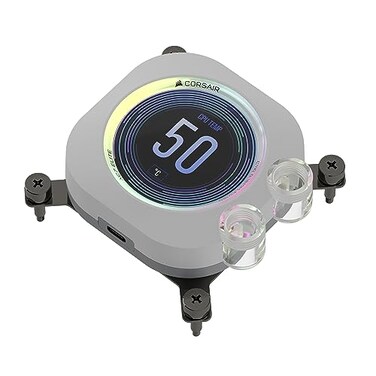 CORSAIR XC7 RGB Elite LCD CPU Water Block 480x480 IPS LCD Screen 31 RGB LEDs USBC Fits Intel LGA 1700 AMD AM5 and Older White
