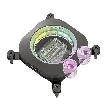 CORSAIR iCUE Link XC7 RGB Elite CPU Water Block Transparent Flow Chamber 24 RGB LEDs Fits Intel LGA 1700 AMD AM5 and Older Stealth Gray