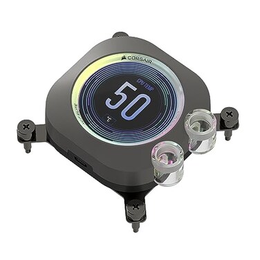 CORSAIR XC7 RGB Elite LCD CPU Water Block 480x480 IPS LCD Screen 31 RGB LEDs USBC Fits Intel LGA 1700 AMD AM5 and Older Stealth Gray