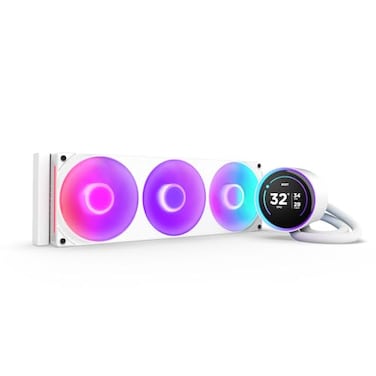 NZXT Kraken Elite 360 RGB 2024 AIO CPU Liquid Cooler 360mm Radiator F360 RGB Core Fan Customizable 272 IPS LCD NZXT Turbine Pump AMD AM5 AM4 Intel LGA 18511700 1200115X White
