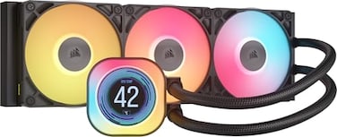 CORSAIR Titan 360 RX LCD Liquid CPU Cooler 360mm AIO LowNoise FlowDrive Cooling Engine Intel LGA 18511700 AMD AM5AM4 3X RX120 RGB Fans System Hub Included Black