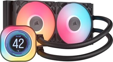CORSAIR iCUE Link Titan 240 RX LCD Liquid CPU Cooler 240mm AIO LowNoise FlowDrive Cooling Engine Intel LGA 18511700 AMD AM5AM4 2X RX120 RGB Fans iCUE Link System Hub Included Black