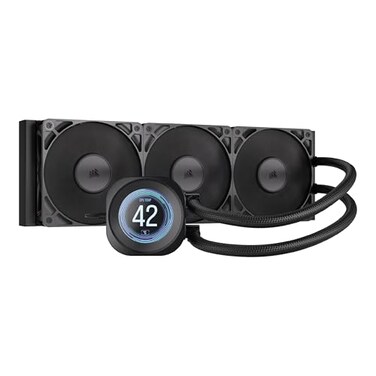 CORSAIR Nautilus 360 RS LCD Liquid CPU Cooler 21 IPS LCD Screen 360mm AIO LowNoise DaisyChain Intel LGA 18511700 AMD AM5AM4 3X RS120 Fans Included Black