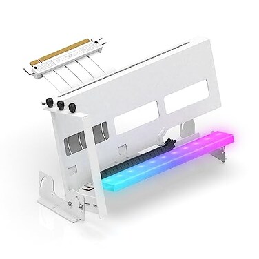 EZDIY-FAB EZDIYFAB PCIe 40 GPU Mount Bracket with ARGB LED Module MultiAngle Adjustment with All White Riser Cable Compatible to RTX4090 4080 4070ti White