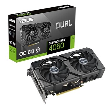 ASUS Dual GeForce RTX 4060 EVO OC Edition 8GB GDDR6 PCIe 40 8GB GDDR6 DLSS 3 HDMI 21a DisplayPort 14a AxialTech Fan Design 0dB Technology Dual BIOS AutoExtreme Technology