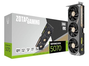 ZOTAC Gaming GeForce RTX 5070 Solid OC DLSS 4 12GB GDDR7 192bit 28 Gbps PCIE 50 Gaming Graphics Card IceStorm 20 Cooling Spectra RGB Lighting ZTB50700J10P
