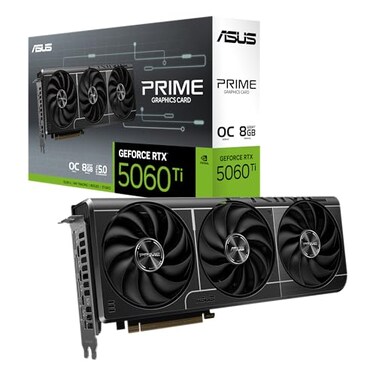ASUS SFFReady Prime NVIDIA GeForce RTX 5060 Ti 8GB GDDR7 OC Edition Graphics Card PCIe 50 8GB GDDR7 HDMIDP 21 25Slot Axialtech Fans Dual BIOS