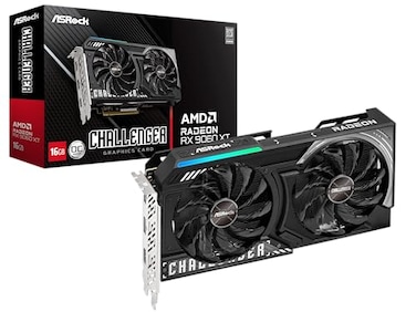 ASRock Radeon RX 9060 XT Challenger 16GB OC Graphics Card AMD RDNA 4 Architecture 16GB GDDR6 PCIe 50 Dual Fans 0dB Silent Cooling LED Indicator DisplayPort 21a HDMI 21b