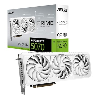 ASUS SFFReady Prime NVIDIA GeForce RTX 5070 White OC Edition Graphics Card PCIe 50 12GB GDDR7 HDMIDP 21 25Slot Axialtech Fans Dual BIOS