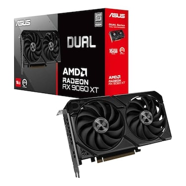 ASUS Dual Radeon RX 9060 XT 16GB GDDR6 Graphics Card AMD for Desktop PCIe 50 HDMI 21b DisplayPort 21a 25Slot Axialtech Fan 0dB Technology and More