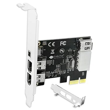 LinksTek 4Ports 1394A PCIE FireWire 400 Expansion Card for Windows Desktop PCs 3X 6Pin and 1X 4Pin 1394A 400Mbps Ports with 4Pin6Pin 1394A Cables and Low Profile Bracket PCIE1394A