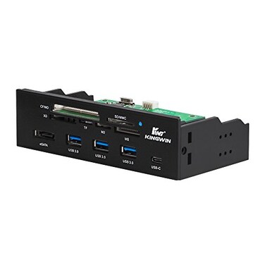 Kingwin Powered USB Hub 30 w 1 USBC Port SD Card Reader Micro SD Card Reader Sata Power Port wLightning Speed Data Transfer Up to 5Gbps 525 Computer Case Front Bay black KW5253U3CR