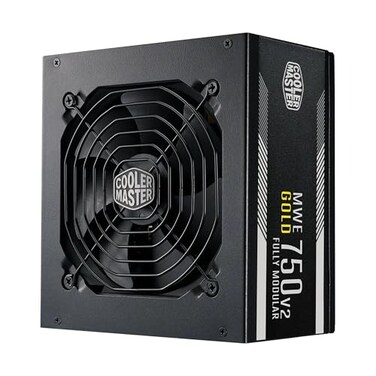 Cooler Master MWE Gold 750 V2 Fully Modular Power Supply 750W 80 Gold PSU Dual EPS Connectors SemiFanless Low Noise Design Flat Black Cables Reliable ATX Gaming PSU