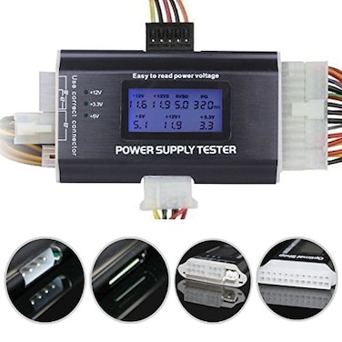 Optimal Shop 204 Pin LCD Computer Power Supply Tester for SATA IDE HDD ATX ITX BYI ConnectorsBlack