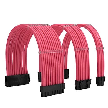 Formulamod Sleeved PSU Cable Extension Kit Set a 18AWG Braided ATX 24PinDual PCIe 8PinCPU 8Pin for Mainstream Gaming Builds with Cable Combs Pink