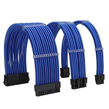 Formulamod Sleeve Extension Power Supply Cable Kit 18AWG ATX 24P EPS 8PPCIE8P with Combs for PSU to MotherboardGPU Blue