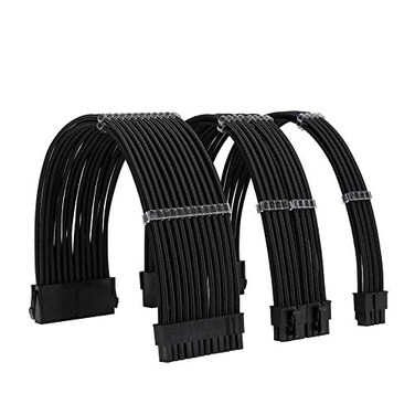Formulamod Sleeve Extension Power Supply Cable Kit 18AWG ATX 24P EPS 8PPCIE8P with Combs for PSU to MotherboardGPU Black