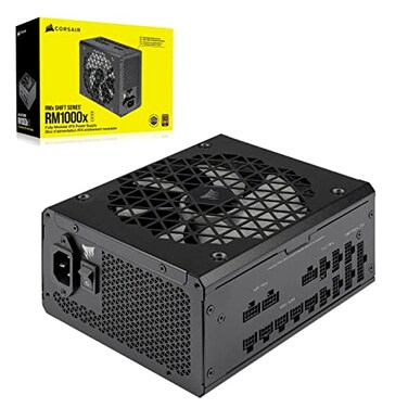 Corsair RM1000x Shift Fully Modular ATX Power Supply Modular Side Interface ATX 31 PCIe 51 Compliant Zero RPM Fan Mode 105CRated Capacitors 80 Plus Gold Efficiency Black
