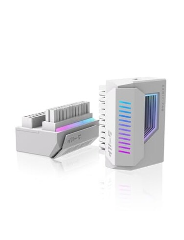 EZDIY-FAB EZDIYFAB Shield 24Pin Angle Adapter with Infinity Mirror ARGB LightATX 24 Pin Power Connector 5V 3pin ARGB Sync180 DegreeWhite1 Pack