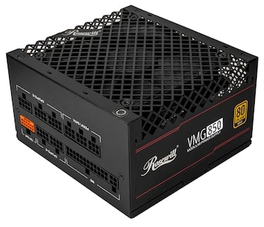 Rosewill VMG 850W 80 Gold ATX 30 31 Compatible Full Modular LowNoise Power Supply PCIe 51 12V2x6 Connector 100 Japanese Electrolytic Capacitor 120mm FDB Silent Fan