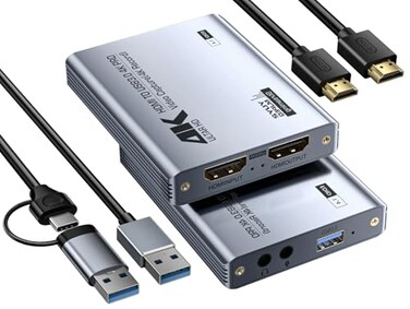 Fulfalic Video Capture Card Audio Video Capture Card USB 30 Capture Card 4K HDMI LoopOut 1080P 60FPS2K 30FPS Videogame Capture for Streaming Works forPS5SwitchCameraPC