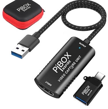 pibox India Video Capture Card PiBOX India Braided Tough 4K HDMI to USB 30 Game Capture Device Aluminium Windows Android MacHD 1080P Audio Video Card Live Streaming Gaming Teaching Live Broadcasting