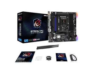 ASRock B760M PG Riptide WiFi MicroATX Motherboard Supports 14th13th12th Gen Intel DDR5 7200 OC WiFi 6E 25G LAN 1411 Power Phase Front Rear USBC