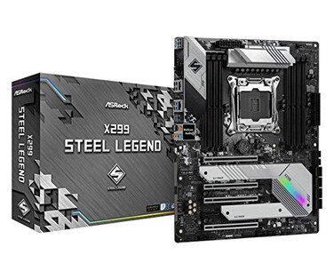 ASRock X299 Steel Legend LGA2066 ATX Motherboard Intel Core XSeries DDR4 4200 OC Dual M2 USB 32 Gen2x2 Dual Intel LAN 11 Phase Power RGB Lighting