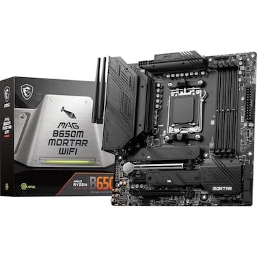 MSI MAG B650M Mortar WiFi Gaming Motherboard AMD Ryzen 900080007000 Series ProcessorsAM5DDR5PCIe 40M2 SlotsSATA 6GbsUSB 32 Gen 2HDMIDPWiFi 6EBluetooth 5325Gbps LANmATX