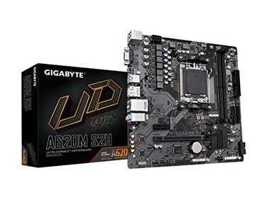 GIGABYTE A620M S2H AM5 LGA 1718 AMD A620 Micro ATX DDR5 Single M2 PCIe 40 USB 32 Gen1 Realtek 1GbE LANQFlash PlusPCIe EZLatchMotherboard