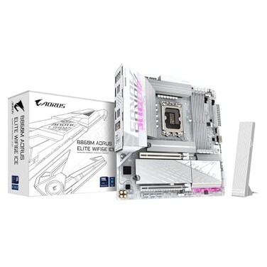 GIGABYTE B860M AORUS Elite WIFI6E ICE Intel Core Ultra Series 2 LGA 1851 Motherboard mATX DDR5 3X M2 PCIe 50 USBC WIFI6E 25GbE LAN EZLatch