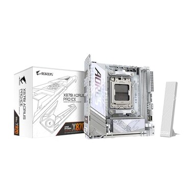 GIGABYTE X870I AORUS PRO ICE AMD AM5 LGA 1718 Motherboard MiniITX DDR5 2X M2 PCIe 50 USBC WIFI7 25GbE LAN EZLatch