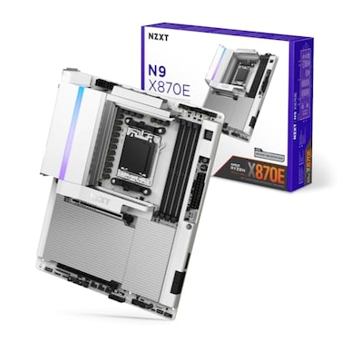 NZXT N9 X870E AMD X870E AM5 ATX Gaming Motherboard for Ryzen 9000800070002021 DDR5 4X M2 PCIe 50 WiFi 7 5GbE USB 4 M2 QuickRelease Latches FullMetal Cover White PCB