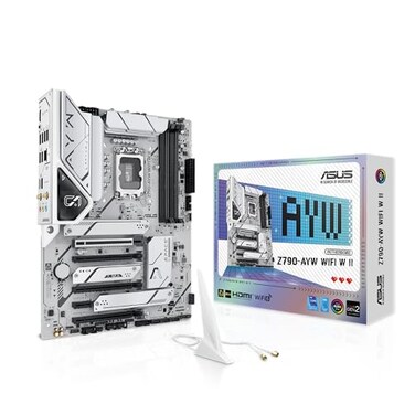 ASUS Z790AYW WiFi W II Intel Z790 LGA 1700 ATX Motherboard with PCIe 50 3X M2 121 DrMOS DDR5 WiFi 6 25Gb LAN HDMI USB 10Gbps TypeC USB 10Gbps TypeC Thunderbolt USB4 Aura Sync