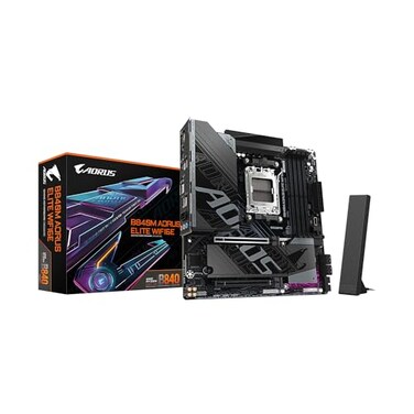 GIGABYTE B840M AORUS Elite WIFI6E AMD Socket AM5 MATX DDR5 2X M2 PCIe 40 USBC USB 32 Gen 1 WIFI6E 25GbE LAN EZLatch