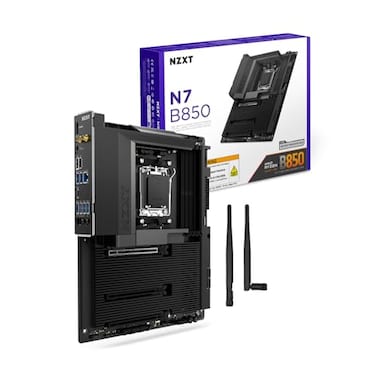 NZXT N7 B850 AMD B850 AM5 ATX Gaming Motherboard for Ryzen 9000800070001621 DDR5 3X M2 PCIe 50 WiFi 6E 25GbE LAN M2 NVME with QuickRelease Latch Full Cover Black