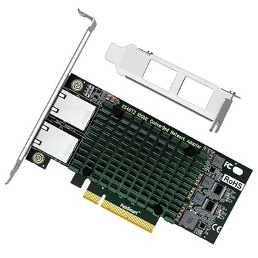 FebSmart PCIE X8 Interface to 2X 10Gbps RJ45 Ports Network Adapter Intel X540AT2 Ethernet Controller 2X 10GbE RJ45 Interface PCIE NIC Card PCI Express 10GbE Converged Network Adapter X540T2