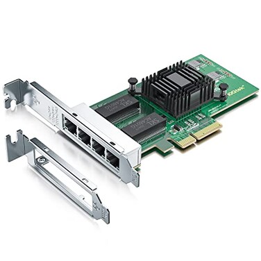H!Fiber.com HFiber Gigabit 4 Port NIC with Intel I350 Chip 1Gb Network Card Compare to Intel I350T4 NIC Quad RJ45 Ports PCI Express 21 X4 Ethernet Card with Low Profile for WindowsWindows ServerLinux