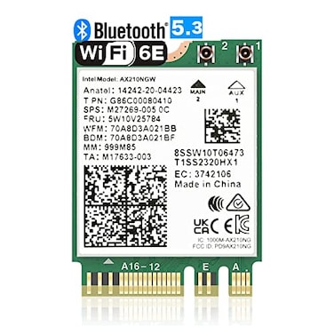 OKN WiFi 6E AX210 NGW Wireless Card M2 2230NGFF WiFi 6E Laptop Module with Bluetooth 53 5400Mbps TriBand AX210 WiFi Chip Adapter MUMIMO UltraLow Latency Supports Windows 1110 64bit