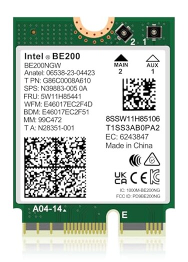 NICGIGA WiFi 7 Wireless Card Intel BE200 NGW Bluetooth 54 5800Mbps M2NGFF Network Support Windows 1011 64bit Linux Not Support AMD Only Supports Intel 12th Generation and Above CPUs