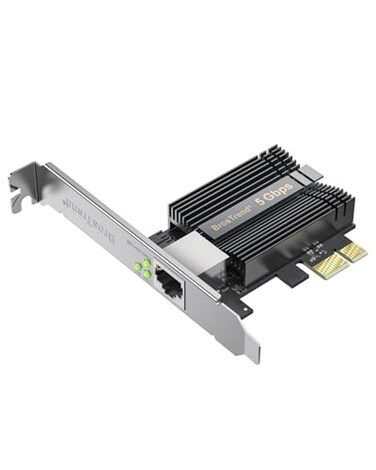 BrosTrend 5Gb PCIe Network Card PCIe Ethernet Card with Extra LowProfile PCI Express Network Adapter for PC Windows 1110 Windows Server 2022 ONLY PCIe to 5 Gigabit NIC Lifetime Protection