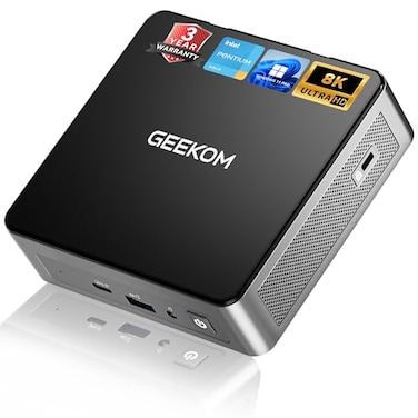 GEEKOM Air12 Mini PC for Business WFH 2026 Intel 7505 Up to 35GHz 8GB RAM DualSlot Upgradeable 256GB M2 SSD 8K Triple 4K Display Windows 11 Pro Desktop Computer