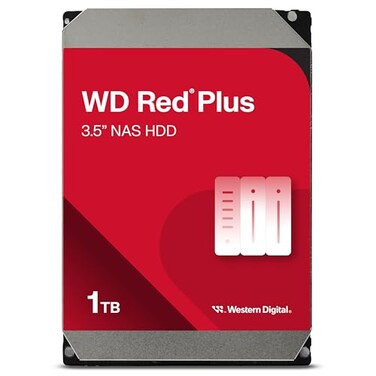 WD Western Digital 1TB Red Plus NAS Internal Hard Drive HDD 5400 RPM SATA 6 Gbs CMR 64 MB Cache 35 10EFRX