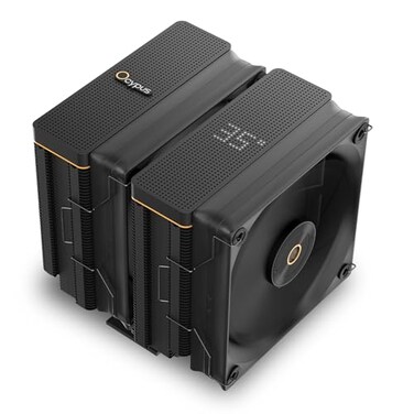 Ocypus Iota A62 BK AM5 CPU Cooler with Digital DisplayOverall Full Black Painted CPU Air CoolerElectroplated Copper Base6 Copper Heat Pipes120mm FDB Silent PWM Cooling Fansfor AMDIntel Socket