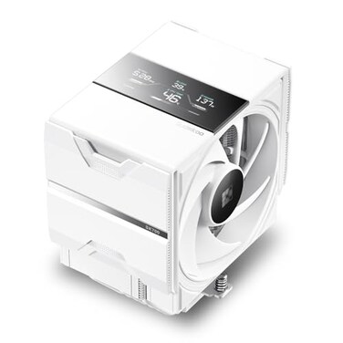Sudokoo SK700V White AM5 CPU Cooler 7 Heatpipes CPU Air Cooler with Digital Display for AM5 Exclusive Single Tower PC Cooling with 120mm FDB PWM Quiet Fan LRail Lock Mount